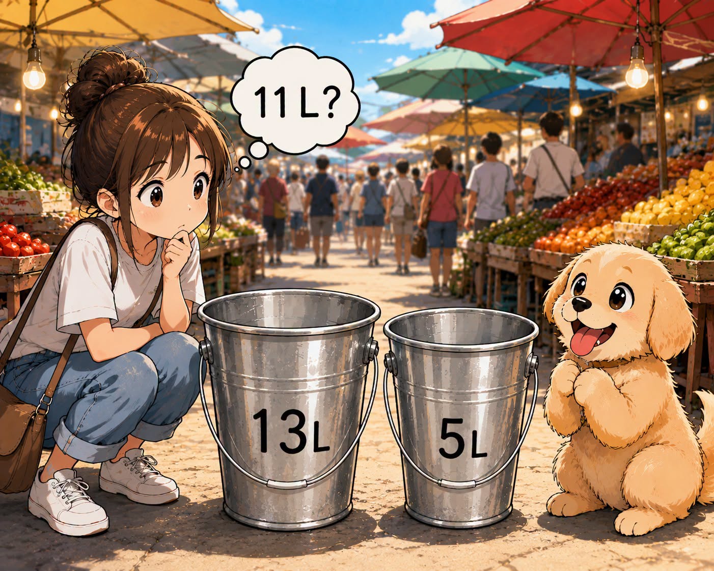 จะตวงน้ำ 11 ลิตรได้อย่างไร?